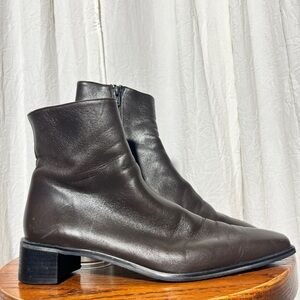 Stuart Weitzman Brown Ankle Booties with Block Heel